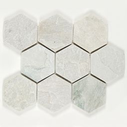 Tumbled Stone 4" Hexagons - Ice Grey